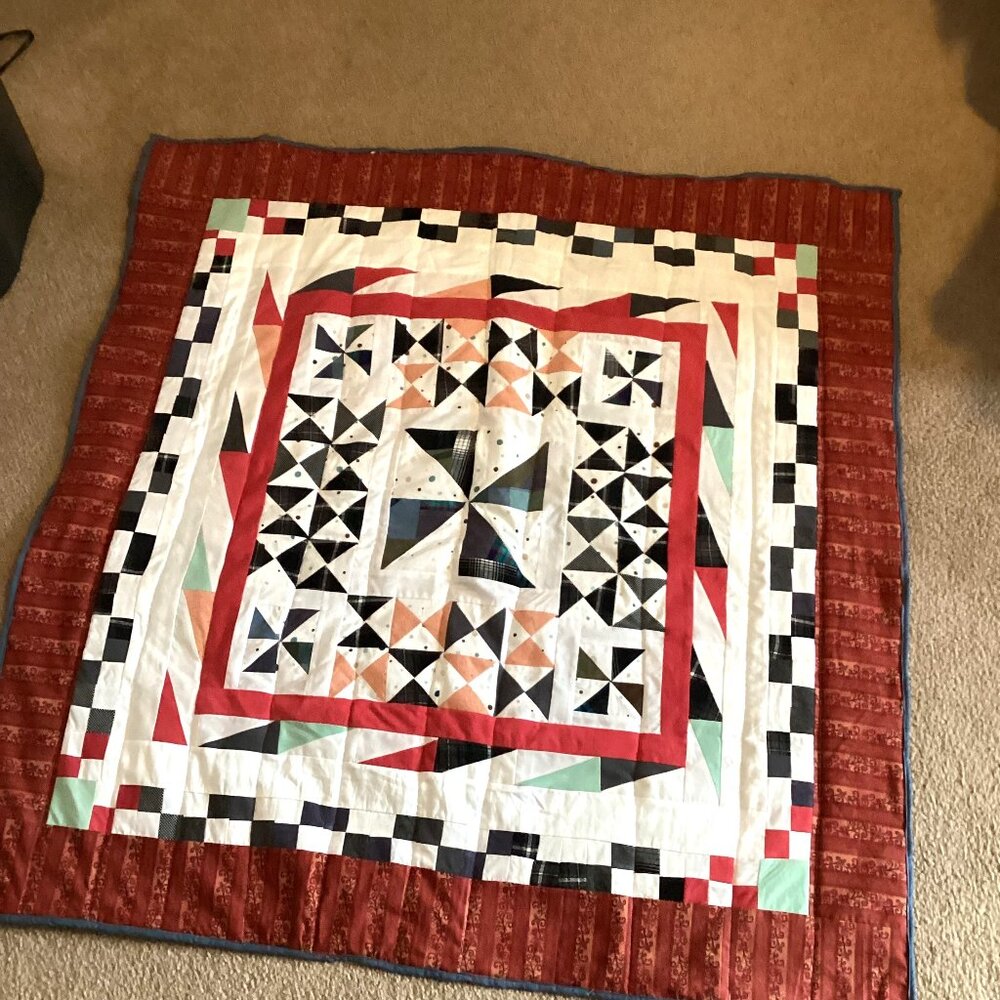 Handmade Lap Quilt Wheelchair Blanket 41" x 40"